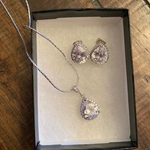 white crystal bridal necklace and earring set